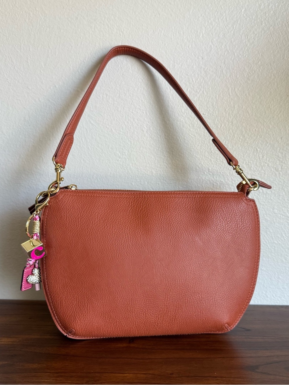Universal Thread Camel Brown Vegan Leather Shoulder Bag with Gold Hardware